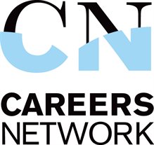 a careers network logo in blue and white