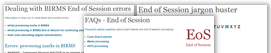 slice of End of Session Errors, FAQs and Jargon Buster pages