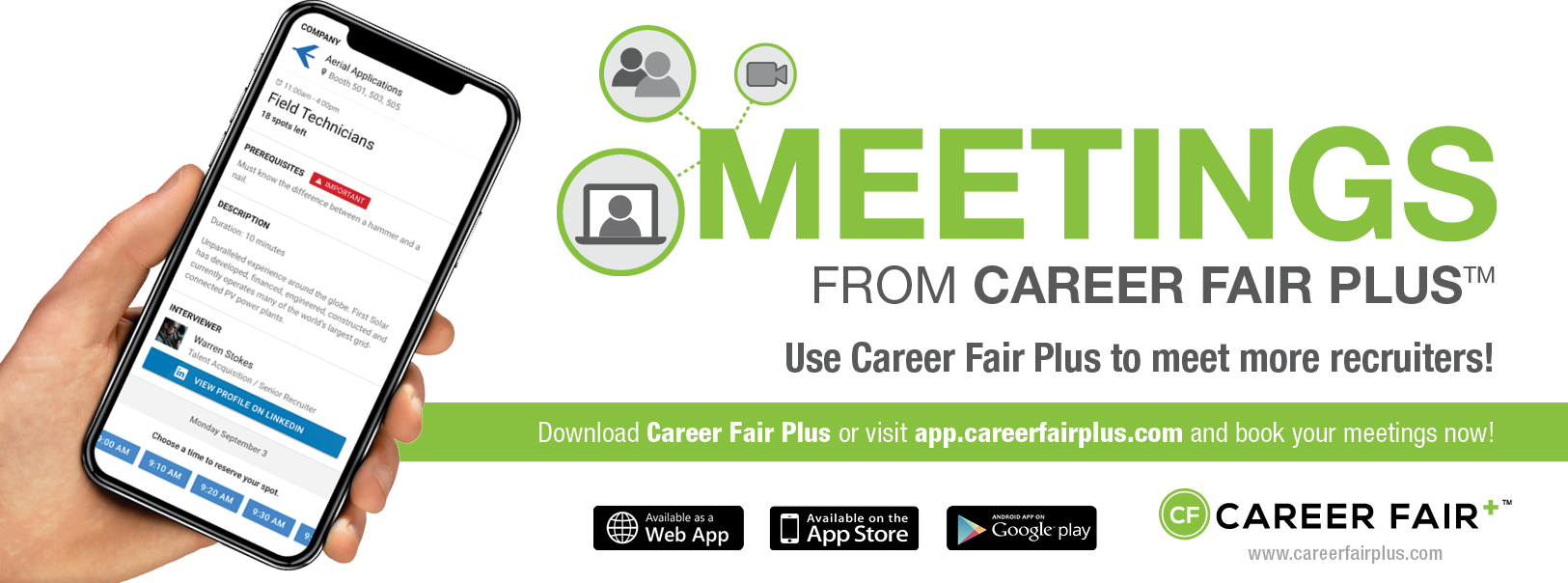 Promotional banner for Careers Fair Plus - reiteration of information available on the page