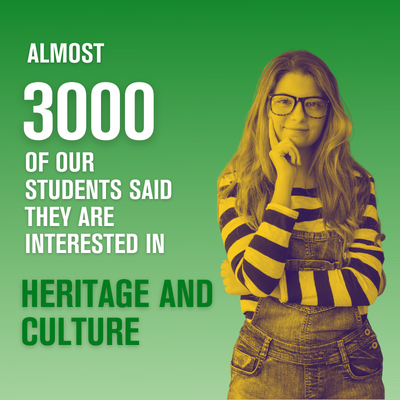Almost 3000 of our students said they are interested in heritage and culture