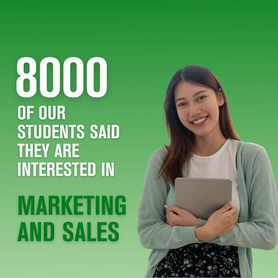 8000 of our students said they are interested in marketing and sales