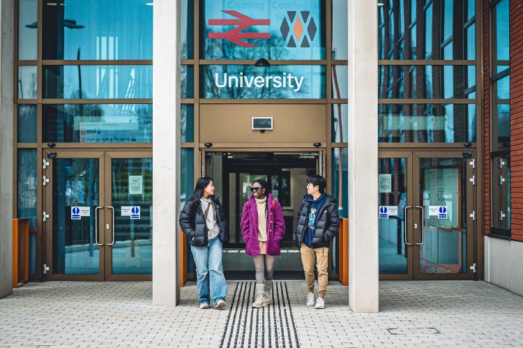 Students outside University Station