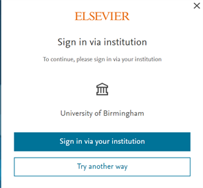 SciVal Institution log in