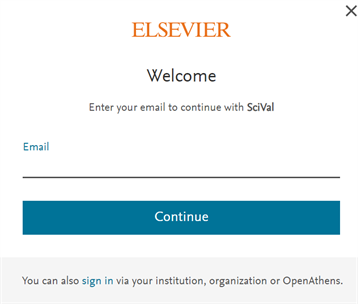 SciVal welcome page