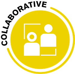 Collaborative icon graphic depicting two people