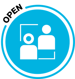 Open icon graphic depicting two people