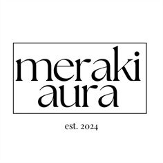 Meraki Aura est 2024. in text, written with black font
