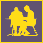 Graphic of two people sitting at a table