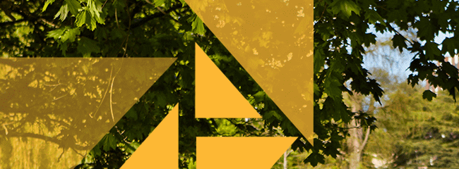 The Living logo triangles over trees