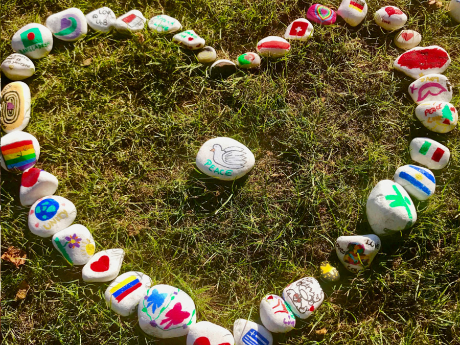 Student and staff painted stones - Hate Crime Awareness Week 2018