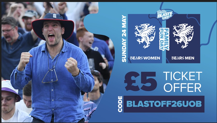 A graphic illustrating the student ticket offers for Warwickshire County Cricket Vitality Blast games this summer.
